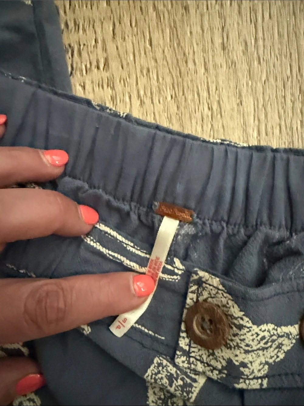 Free People Navy Blue Western Print Boot Cut Pants - Picture 3 of 4